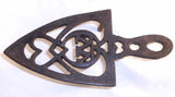 Antique Cast Iron Trivet Heart Design & Letter With Three 2-Inch Legs and a Handle