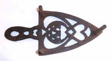 Antique Cast Iron Trivet Heart Design & Letter With Three 2-Inch Legs and a Handle