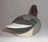 1979 Carved Wood Mallard Drake Duck Decoy By Raymond Hornick Stoney Point Oak Hall VA Glass Eyes