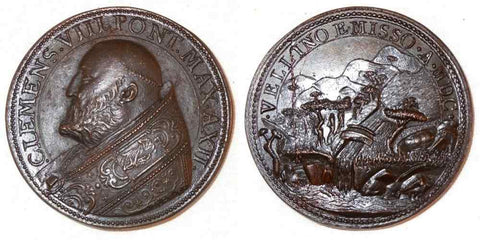 Vatican Bronze Medal Pope Clement VIII A XII Bridge at Marmore Fall Velino River