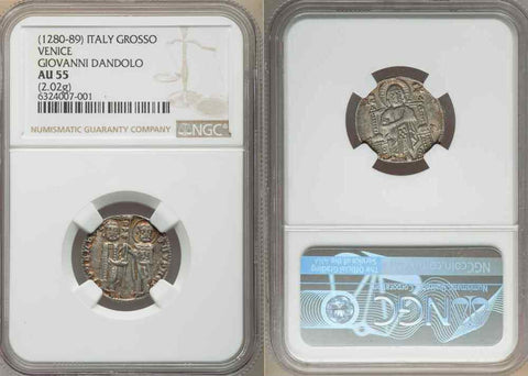 Beautiful 1280-1289 Silver Coin Venice Italy Giovanni Dandolo Biaggi 2789 AU55