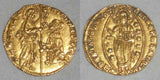 Nice 1400-13 Gold Coin Venice Italy Ducat or Zecchino Michele Steno Fr. 1230 XF+