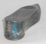 Antique Metal Snuffbox Blue Japanned Shoe Bright Cut Engraved Decoration