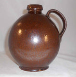 Beautiful Vintage Manganese Glazed Redware Jug With Ear Shaped Applied Handle