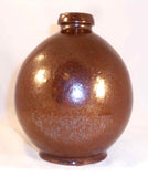 Beautiful Vintage Manganese Glazed Redware Jug With Ear Shaped Applied Handle