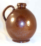 Beautiful Vintage Manganese Glazed Redware Jug With Ear Shaped Applied Handle