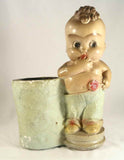 Rare and Unusual Chalkware Figurine Kewpie Baby Lollipop in Hand For Your Chalk Ware Collection