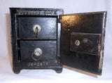 Rare Antique Cast Iron 4.5 pound 6" Double Dial Security Safe Deposit Penny Bank
