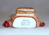 Limoges France ROCHARD Hand Painted Small Trinket Box Backpack World Map