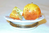 Small Limoges Box Hand Painted Dish with Cut Apple Charlmart Exclusif Destieux