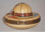 Limoges France Hand Painted Trinket Box Wide Rim Traveling Hat By Parry Vieille