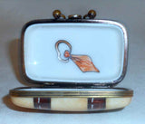 Vintage Limoges France ROCHARD Hand Painted Small Trinket Box Travel Suitcase