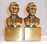 Vintage Brass Colored Abraham Lincoln Bookends Philadelphia Manufacturing Co.