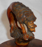 Vintage Carved Amber? Lion From Aesop's Fable The Lion & The Mouse Wood Base