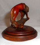 Nice Vintage Figurine Lion From Aesop's Fable The Lion & The Mouse Wood Base