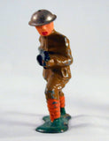 Lot Four Vintage World War 1 Metal Soldier Action Figures Wearing Brown Uniform, Orange Boots and Silver Helmets