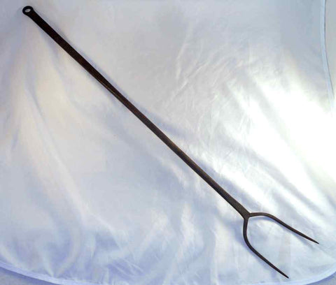 Antique Forged Wrought Iron 26” Long Butcher Flesh Fork with Loop Hanger
