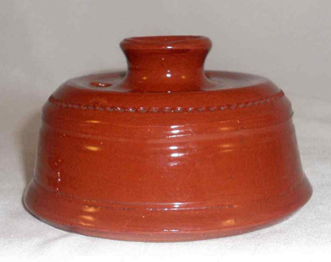 Beautiful 1988 Glazed Redware Inkwell with 3 Quill Storing Holes By Do ...