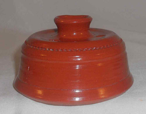 Beautiful 1988 Glazed Redware Inkwell with 3 Quill Storing Holes By Do ...