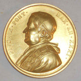 Uncirculated 1878 Italian Papal State Gilt Bronze Commemorative Medal Death Of Pope Pius IX By Giovanni Vagnetti