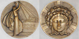 1907 Large Bronze Medal Art Deco Design Diffusion of Electricity P-M. Dammann