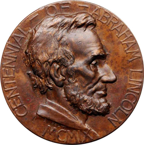 1909 Copper Medal Abraham Lincoln Birth Centennial Celebration NYC B.L. Pratt AU