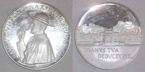 Great 1965 Silver Annual Medal Pope Paul VI Pilgrimage to the Holy Land AN III