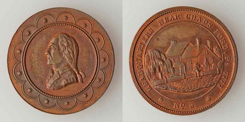 1862 Copper Medal George Washington Headquarters Chadds Ford 2nd Obverse Lovett