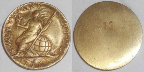 1928 Brass Medal 1776 Massachusetts Unofficial Copper 1st Natl Bank Philadelphia