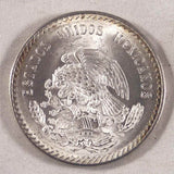Mexican Crown Size Silver Coin 1948 Five Pesos Head of Aztec Leader Cuauhtemoc Mint Mark Mo Gem Brilliant Uncirculated For Your Collection of World Coins