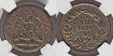Toned 1889 Mexico Large Copper Un Centavo Mo Mint Mark Eagle and Serpent MS63 BN