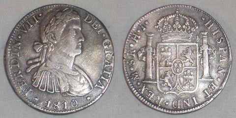 1810 Ferdinand VII Spain Silver Coin Mexico 8 Reales Mint Mark Mo Assayer HJ