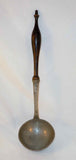 Antique Pewter Ladle Having Turned Wooden Shaped Handle Initialed By Owner