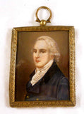 Antique Hand Painted Miniature of a Period Man in Rectangular Ornate Brass Frame