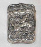 Antique Art Nouveau Silveroin Match Safe/Vesta Nude Woman (Godiva?) with Horses