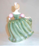 English Royal Doulton Figurine Woman Green Dress Pink Sleeves Michele HN 2234
