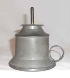 Antique Pewter Small Fluid or Oil Lamp Having Ring Shaped Finger Loop