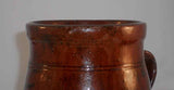 Antique Manganese Glazed Redware Tall Vase or Crock with Handle Southeastern PA