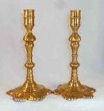 Pair Winterthur Museum Reproduction Colonial Style Tall Brass Candlestick Holder