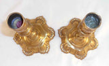 Pair Winterthur Museum Reproduction Colonial Style Tall Brass Candlestick Holder