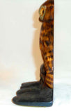 Antique Cast Iron Doorstop Brown Colored Owl Standing on Brown-Green Perch