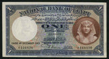 1943 Egypt One Pound Banknote National Bank of Egypt Pick 22c, Small Nixon Signature Nice Extremely Fine or Much Better