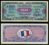 Nice 1944 France Allied Military Currency Banknotes 50 Francs P117a Choice XF+