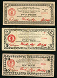 Lot of Seven Philippines Treasury Emergency Currency Certificate Issue Very Fine to Extremely Fine or Better Banknotes