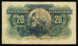 1937 Mozambique 20 Escudos Banknote Pick Number 74 Antonio Ennes and Ship Images Banco Nacional Ultamarino