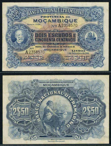 Banknote Mozambique 2 1/2 Escudos