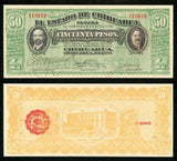 Beautiful Decree of 1914 The State of Chihuahua Mexico Fifty Peso Currency Note Pick Number S538c Beautiful Crisp Uncirculated Banknote