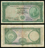 Currency 1961 Mozambique 100 Escudos Banknote P109a Banco Nacional Ultamarino VF