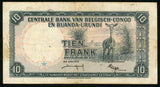 Belgian Congo Ruanda-Urundi Central Bank 1958 Ten Francs Banknote Pick 30b Beautiful Extremely Fine