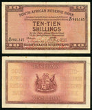 1941 South African Reserve Bank Ten Shillings Banknote Pick Number 82d Nice Very Fine Currency Note
